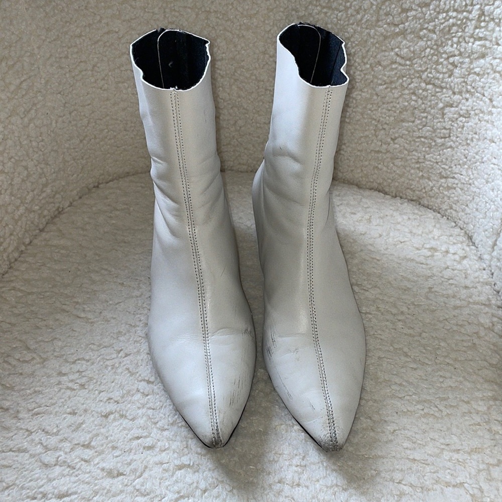 White pearl booties